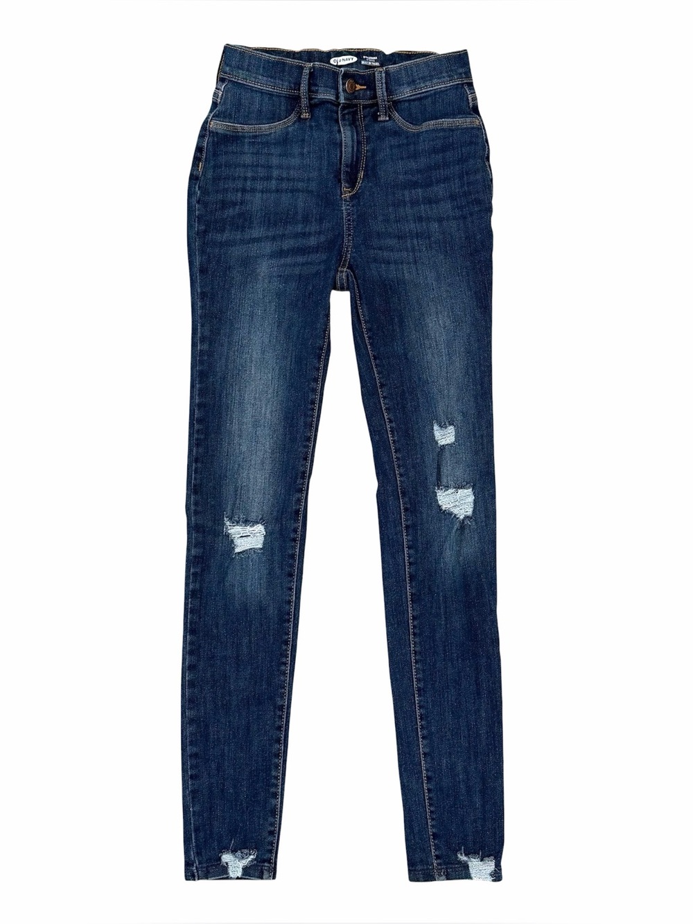 Old Navy Girls 16 Ballerina Jeggings Jeans Dark Wash Adjustable Waist Distressed